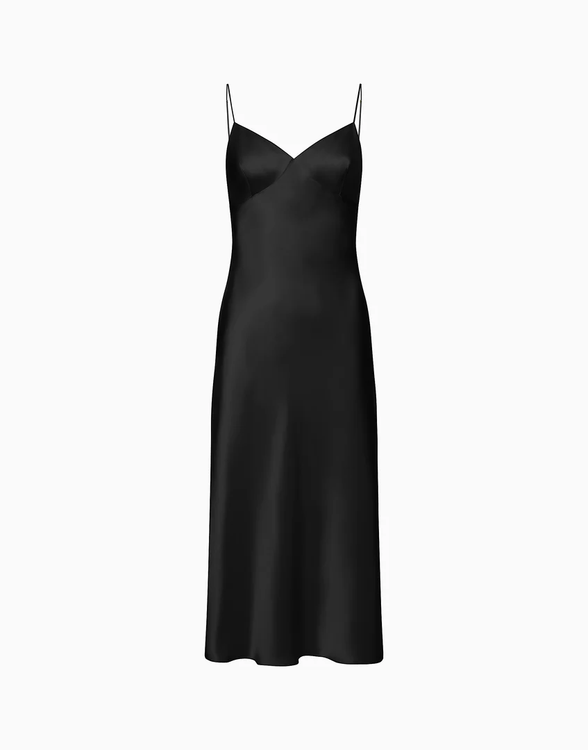 Sottoveste lunga con spalline in seta PD267 - Image 3
